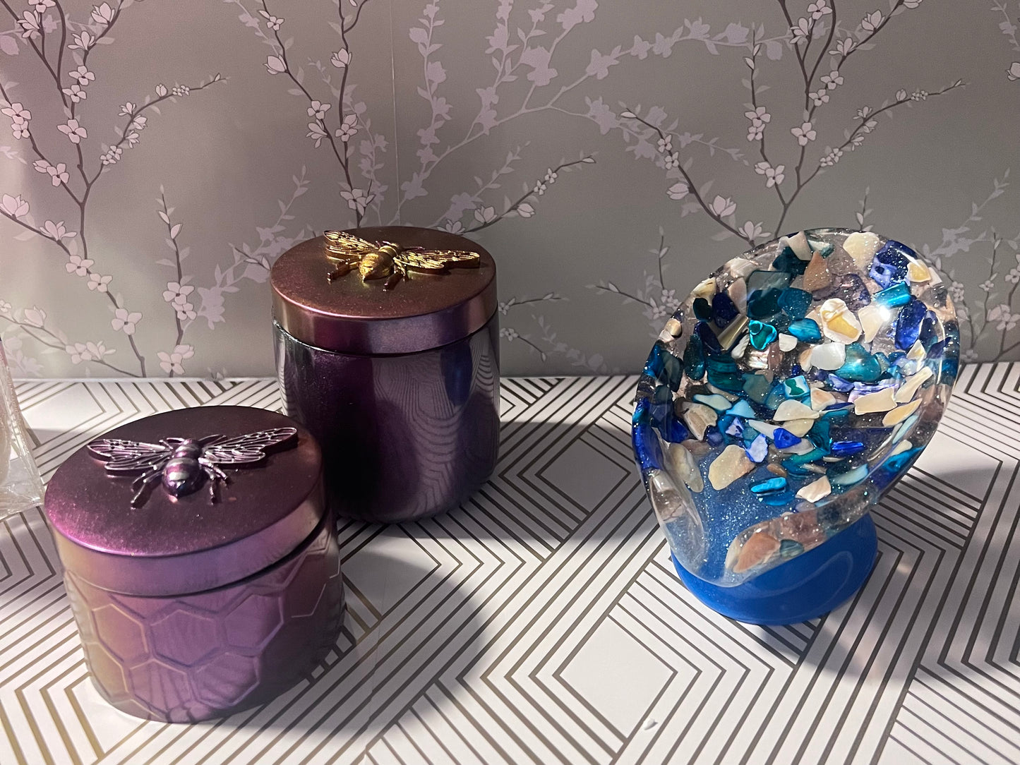 Beautiful Self draining resin soap dish with shell and sea glass inclusions