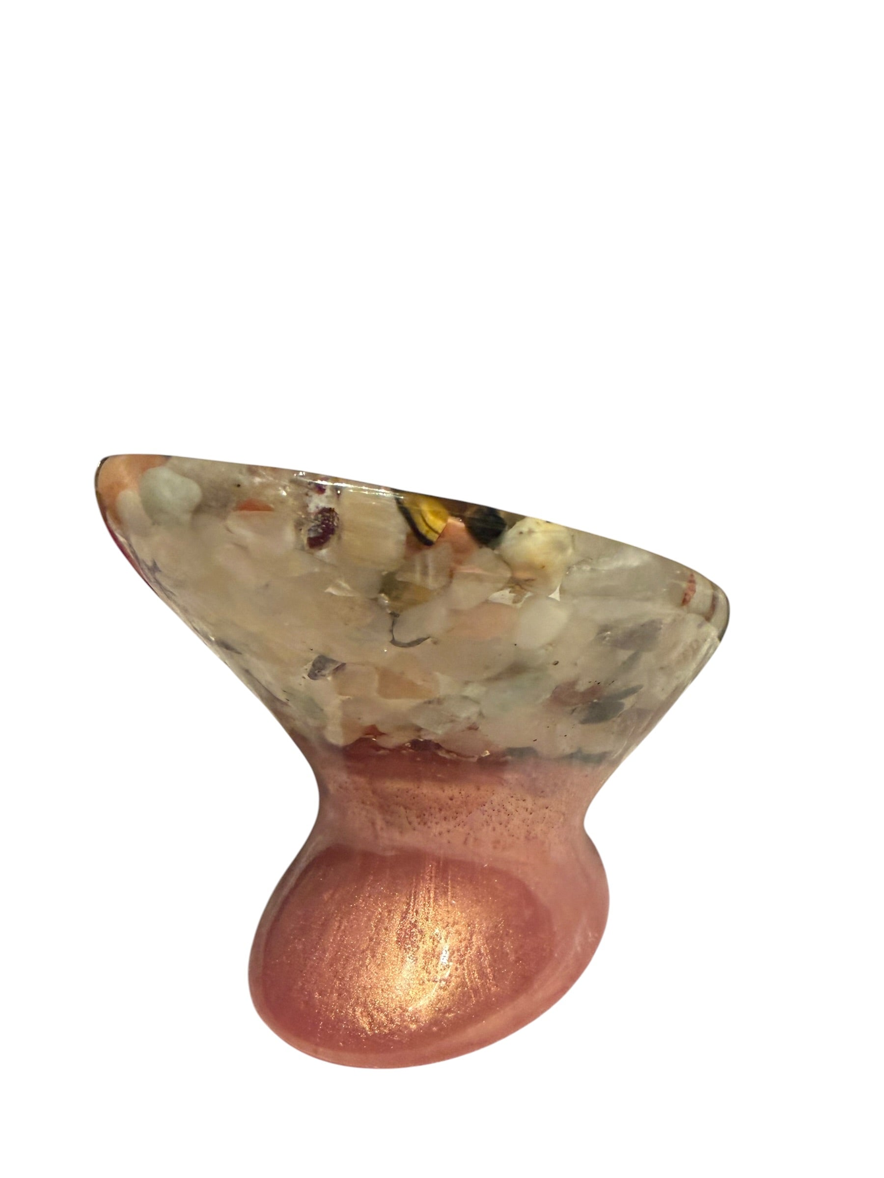 Beautiful self draining resin soap dish with crystal and stone inclusions
