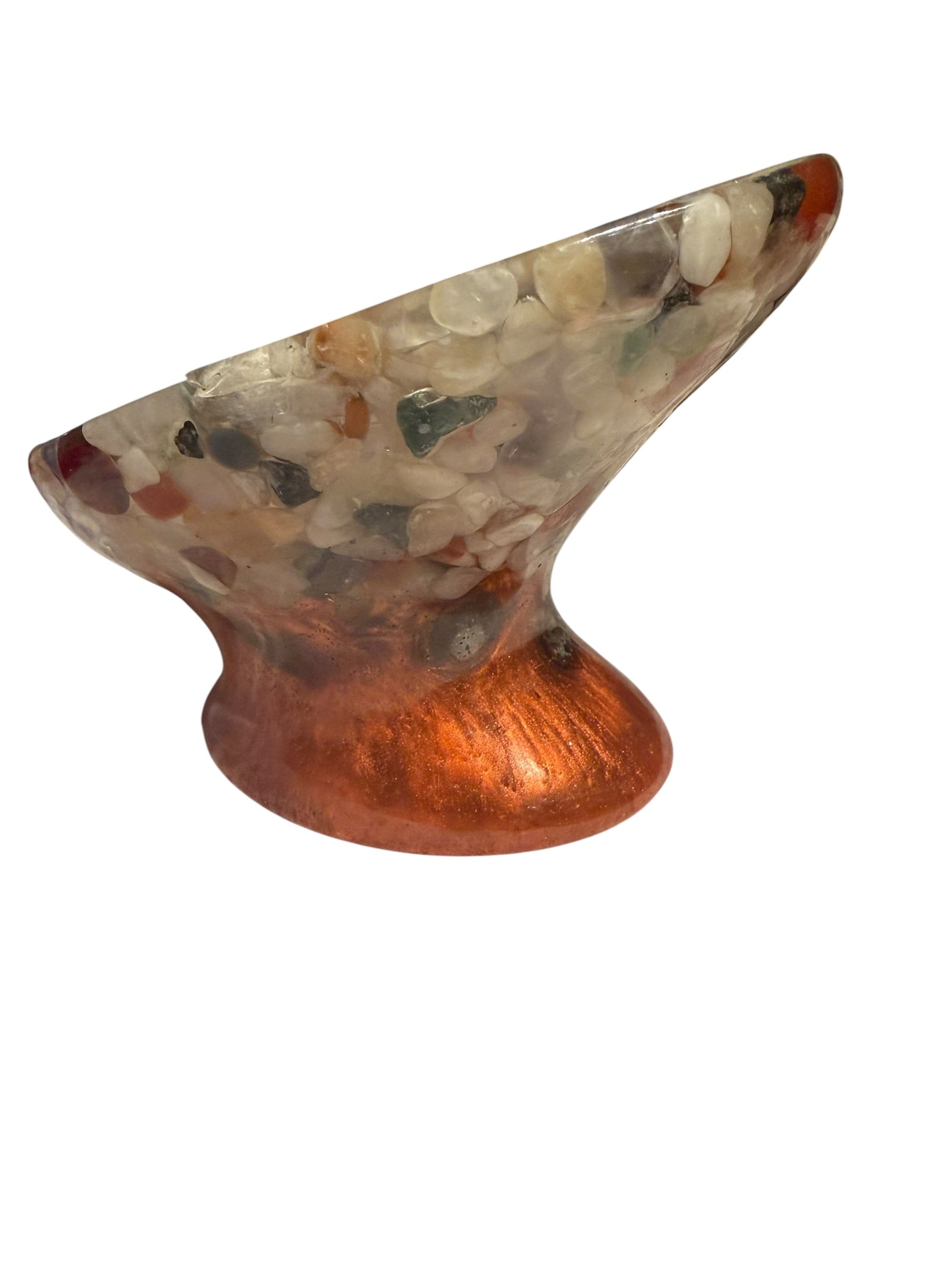 Beautiful self draining resin soap dish with crystal and stone inclusions