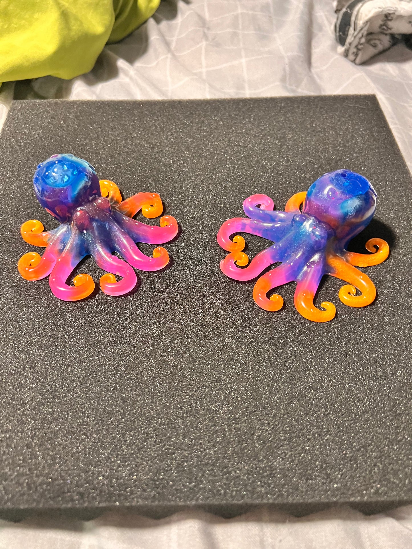 Glow in the dark resin octopus sculpture