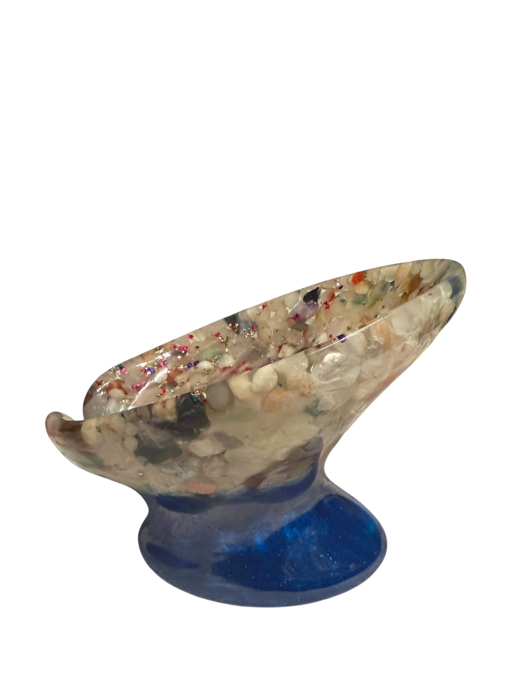 Beautiful self draining resin soap dish with crystal and stone inclusions