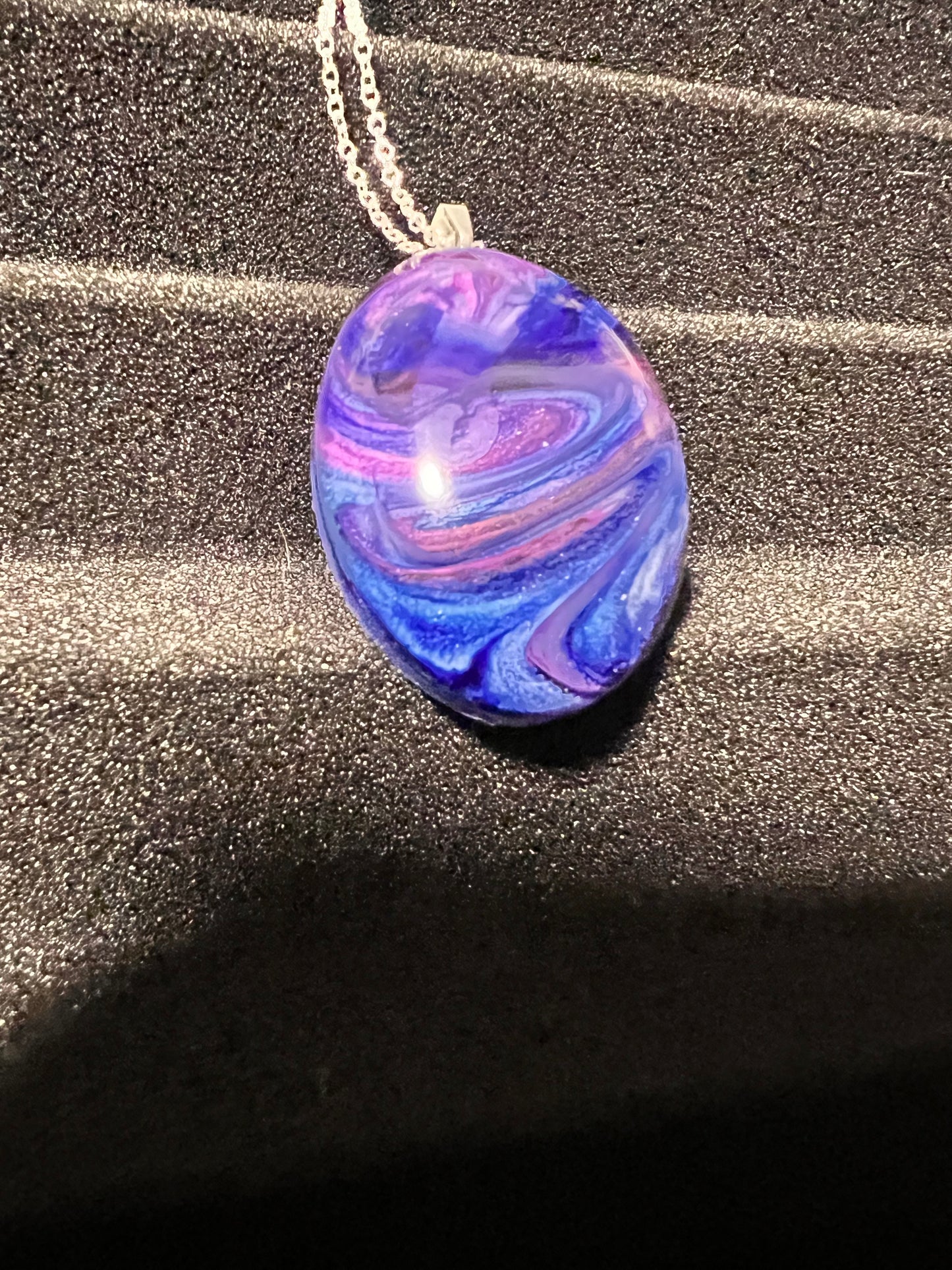 Resin pendant and necklace, " The Galaxy" and 20" silver plated necklace