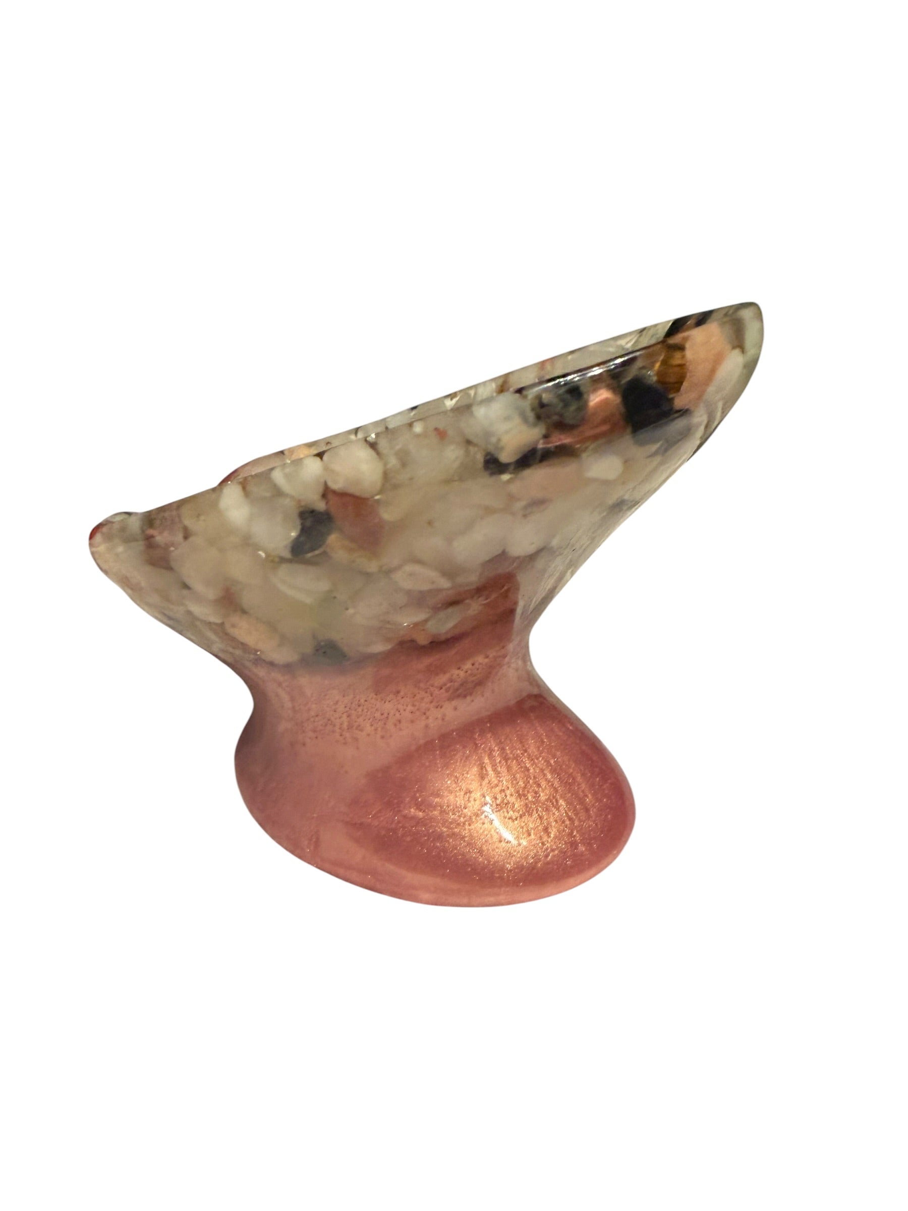 Beautiful self draining resin soap dish with crystal and stone inclusions