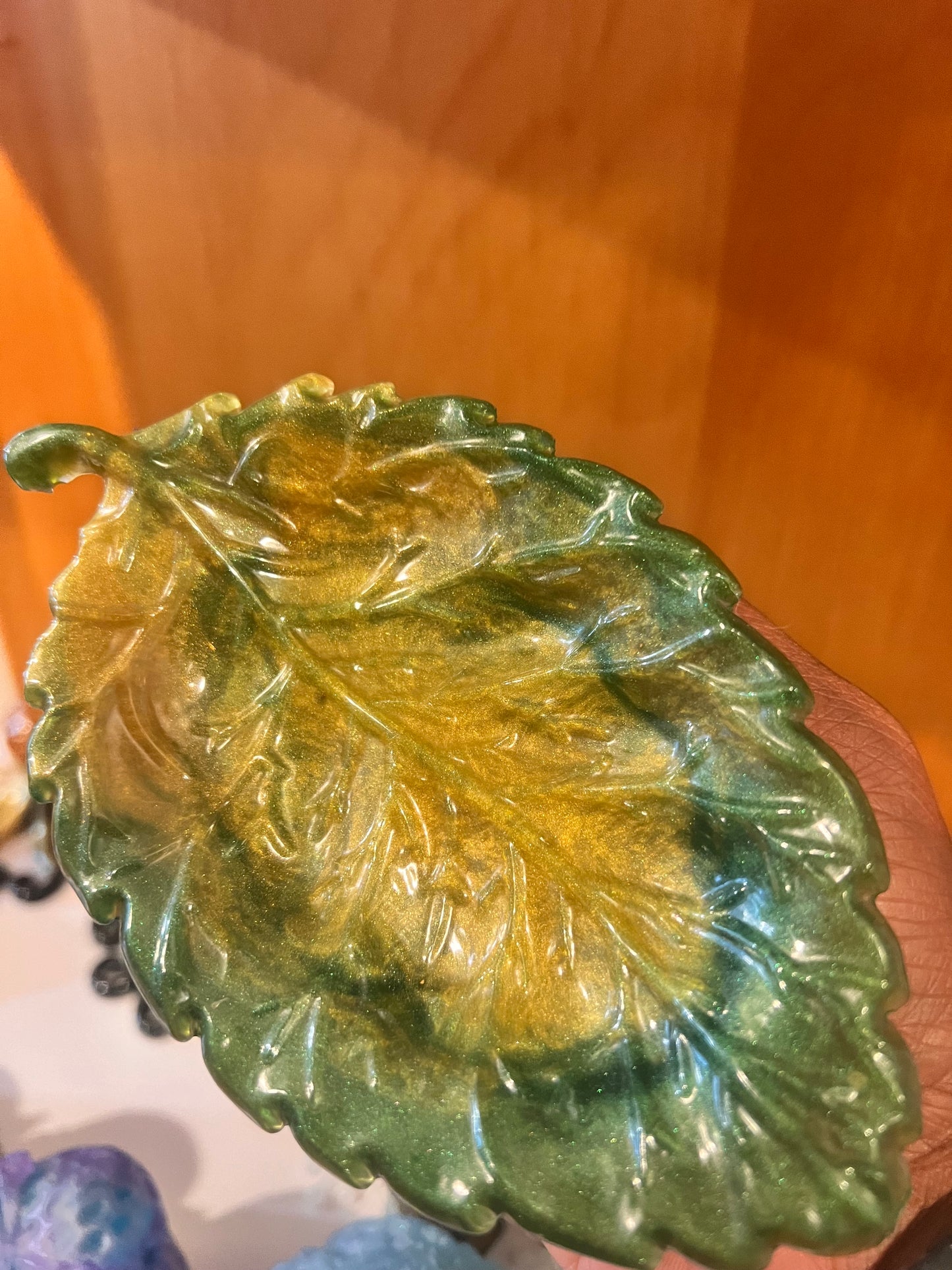 Fall inspired resin decorative leaf shaped trays