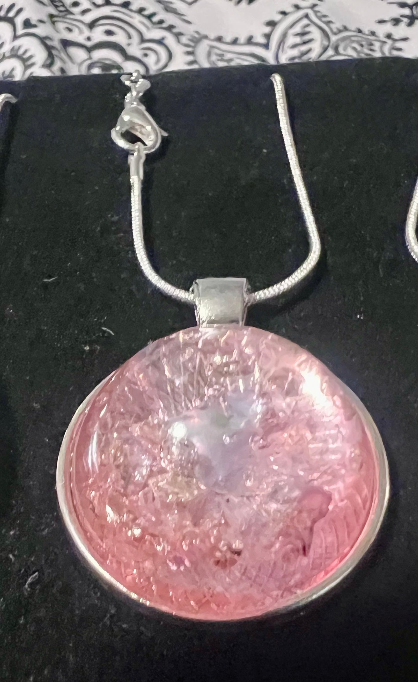 pink and silver abalone  necklace