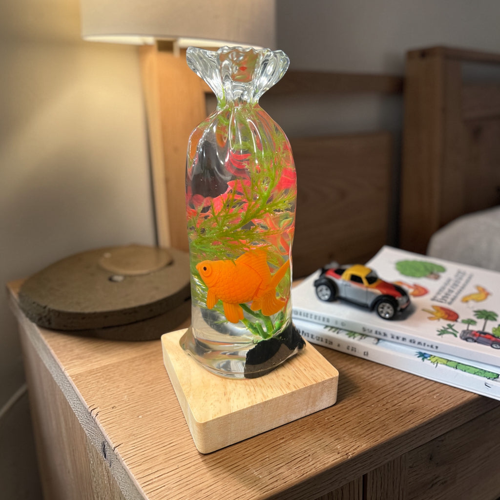 Nostalgic gold fish in a bag night light