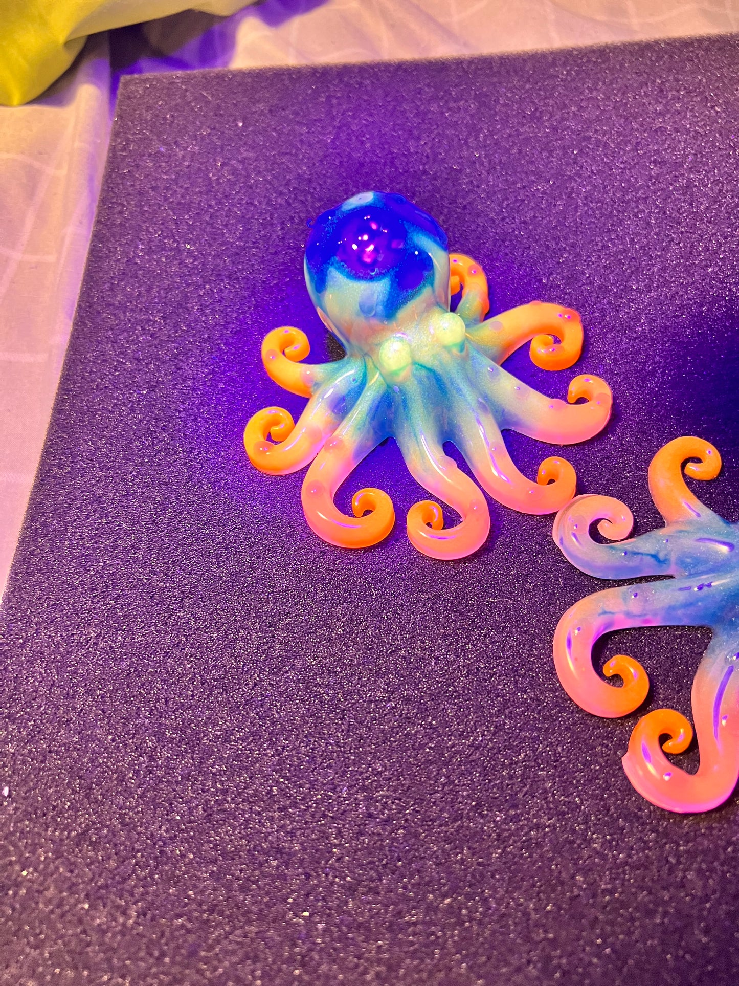 Glow in the dark resin octopus sculpture