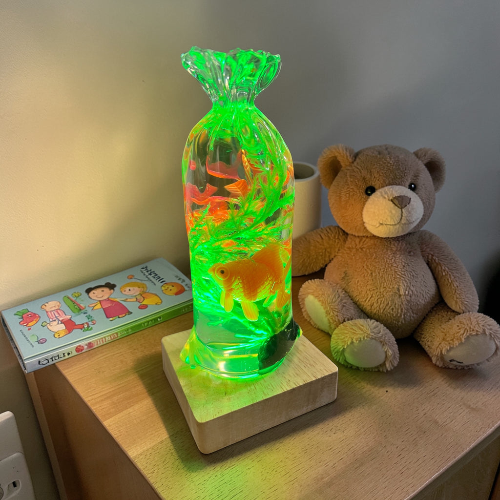 Nostalgic gold fish in a bag night light
