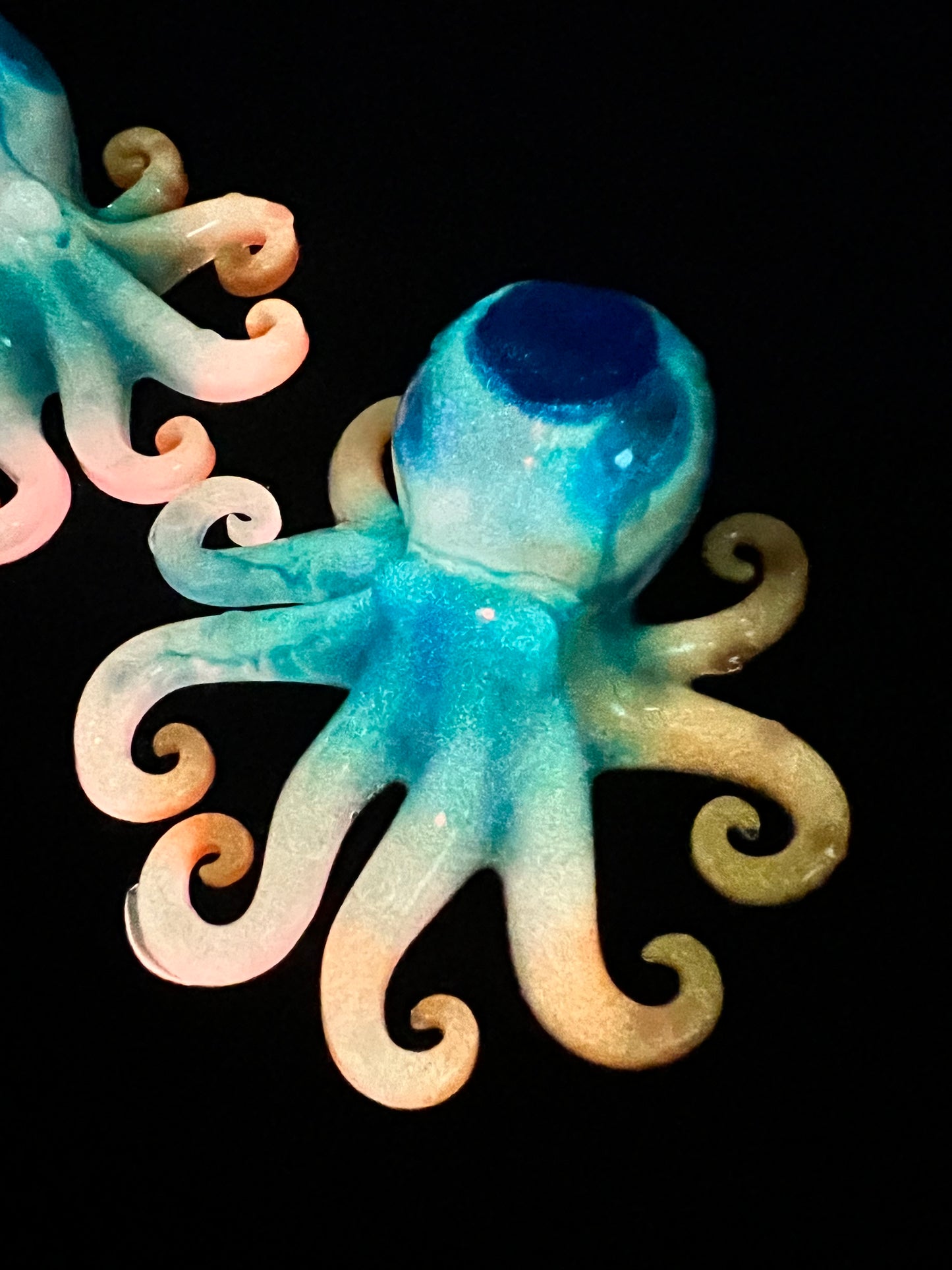 Glow in the dark resin octopus sculpture