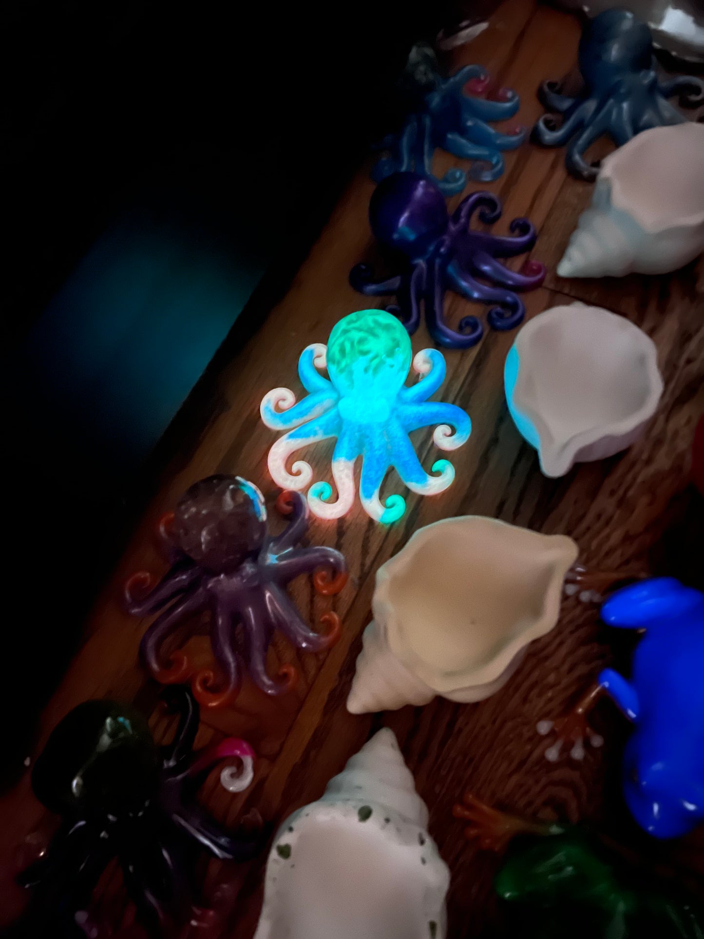 Glow in the dark Neon Octopus, resin figurine