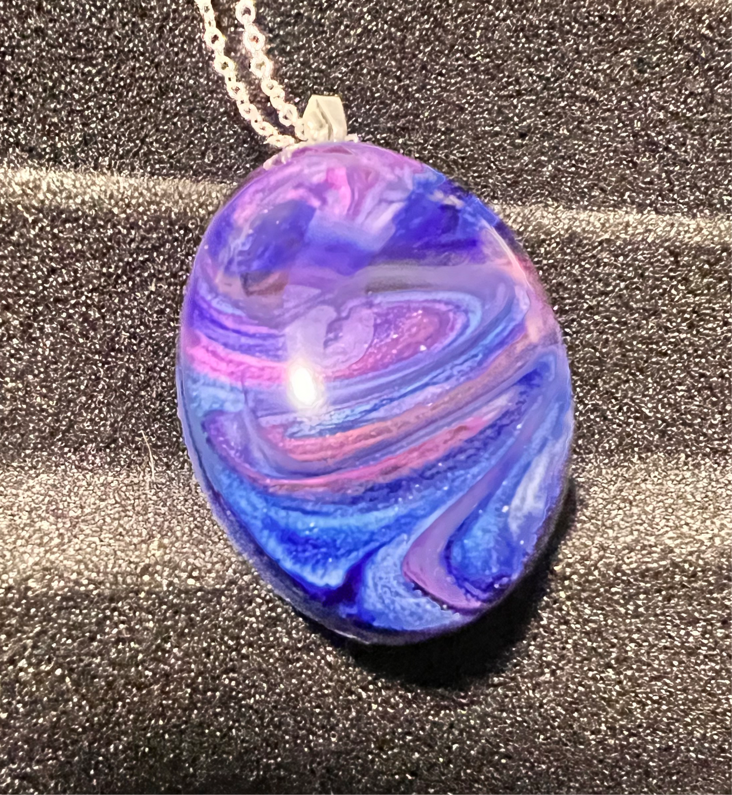 Resin pendant and necklace, " The Galaxy" and 20" silver plated necklace