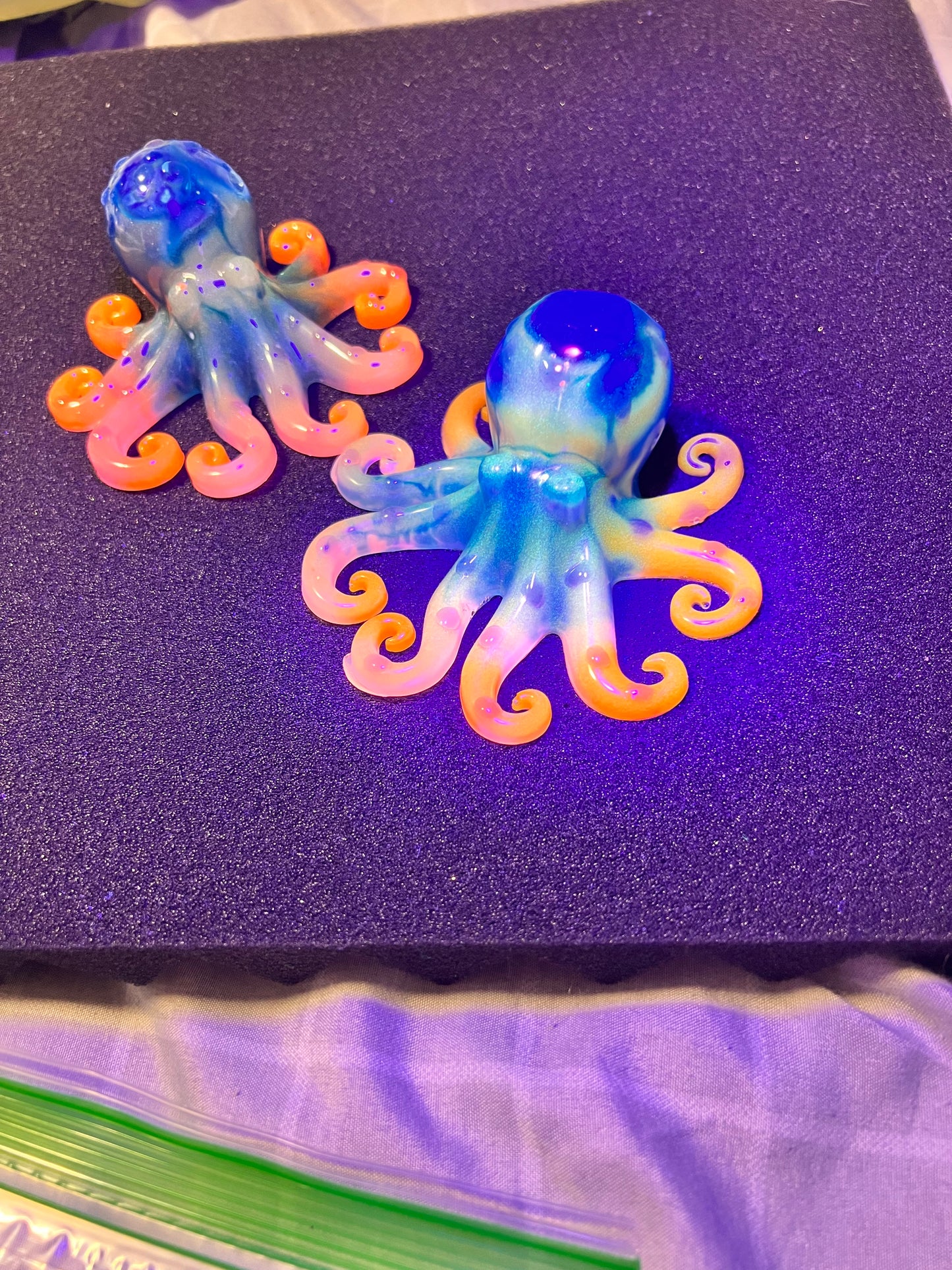 Glow in the dark resin octopus sculpture