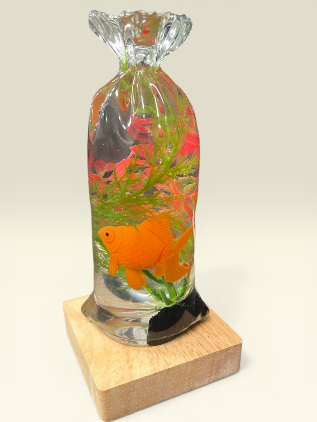 Nostalgic gold fish in a bag night light