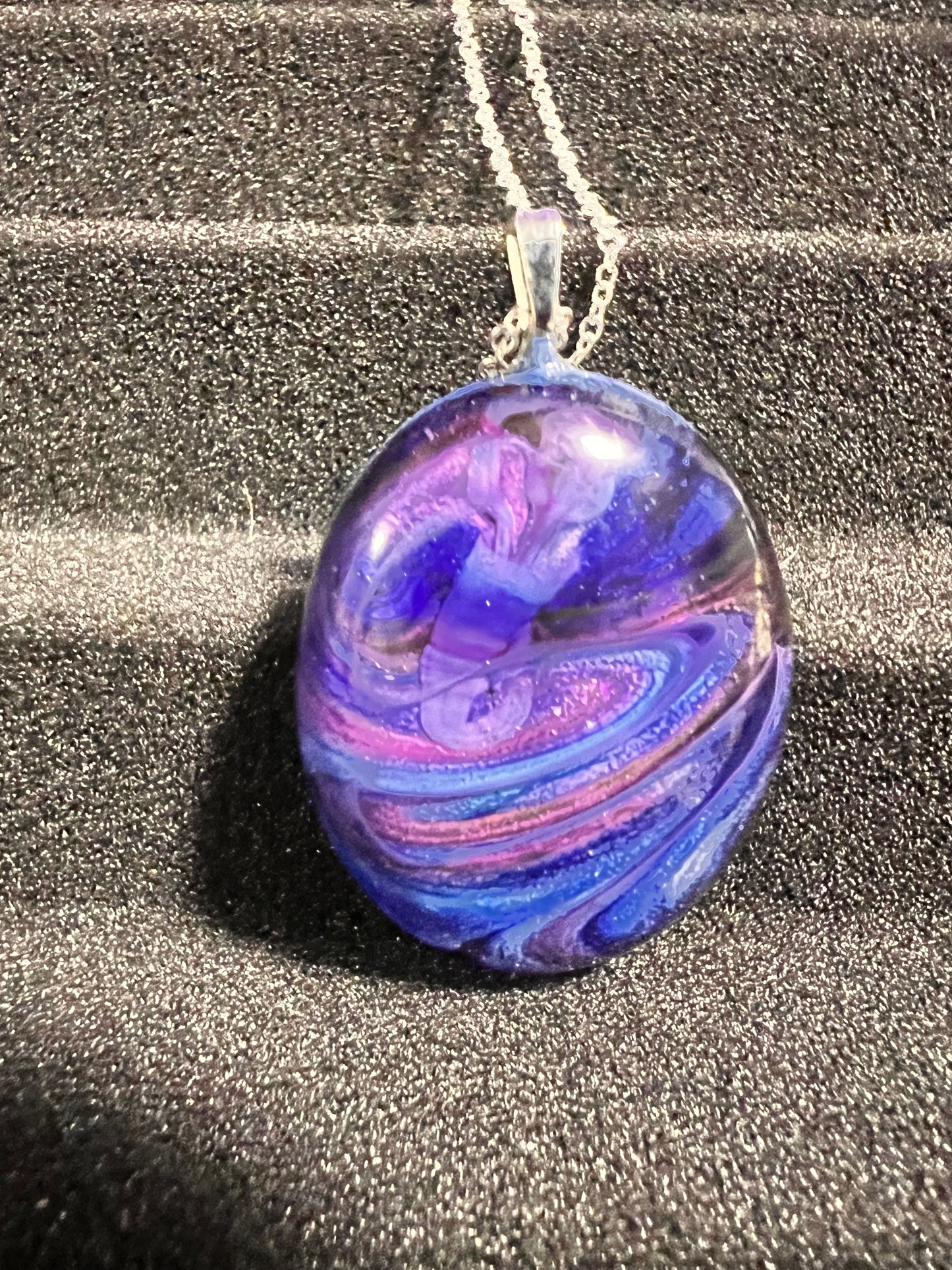 Resin pendant and necklace, " The Galaxy" and 20" silver plated necklace