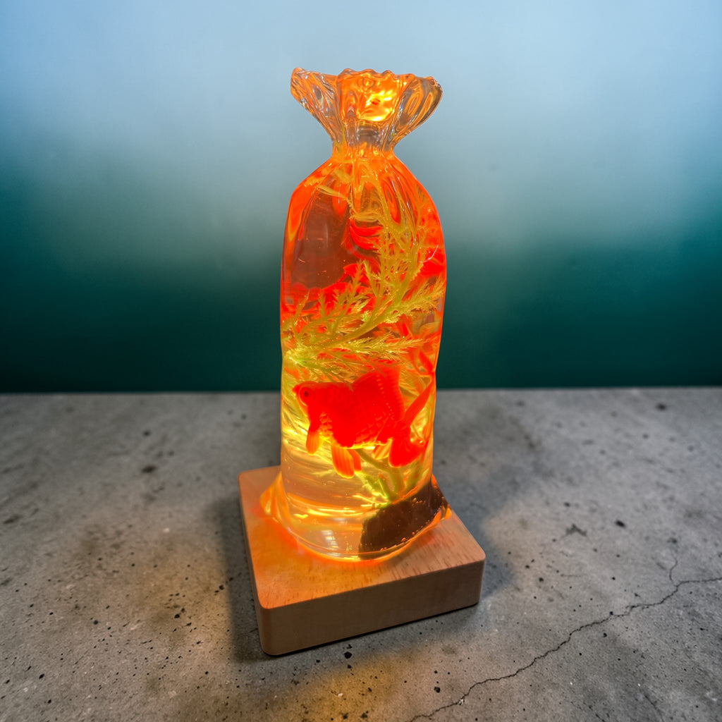 Nostalgic gold fish in a bag night light
