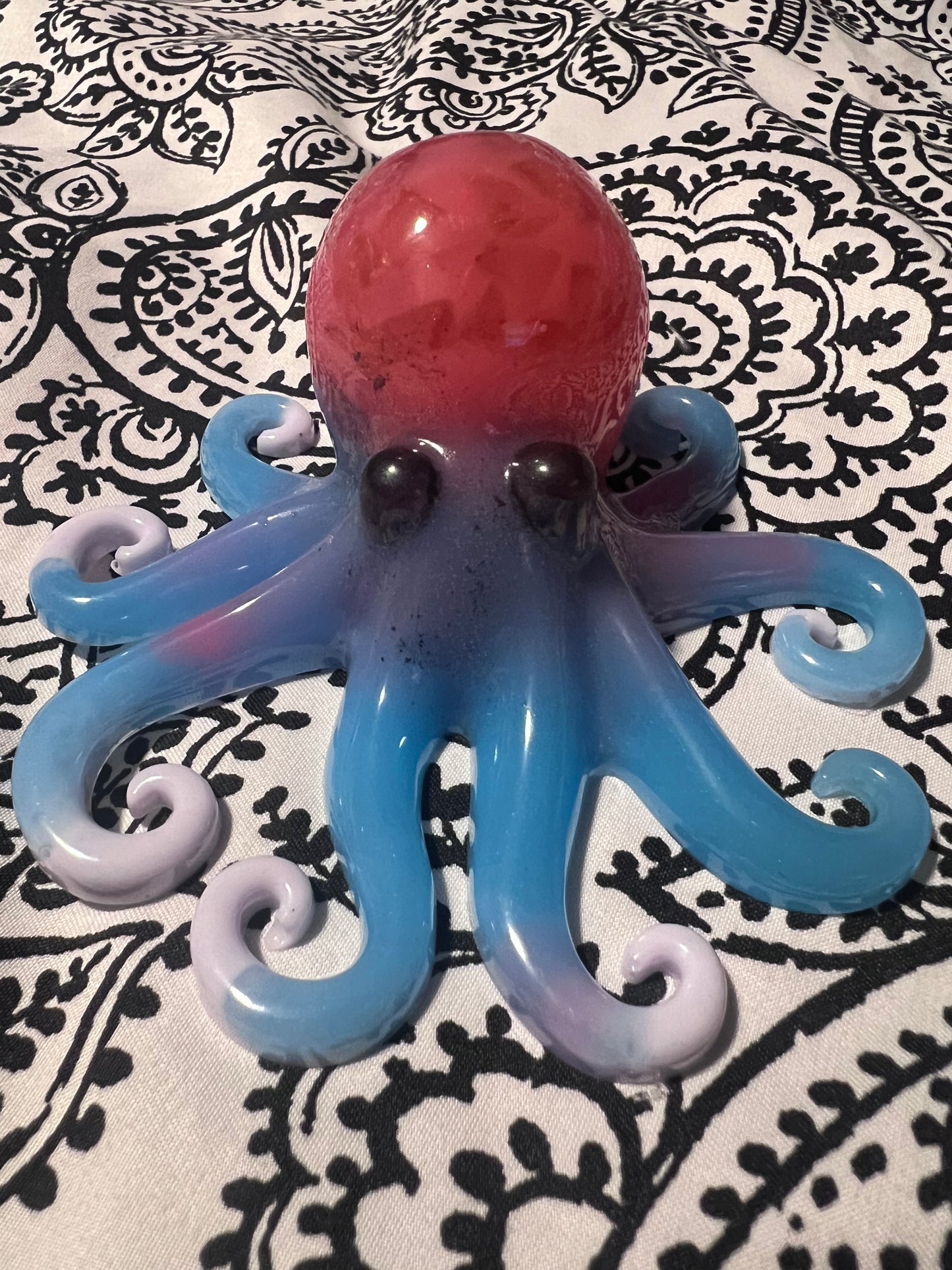 Glow in the dark resin octopus sculpture