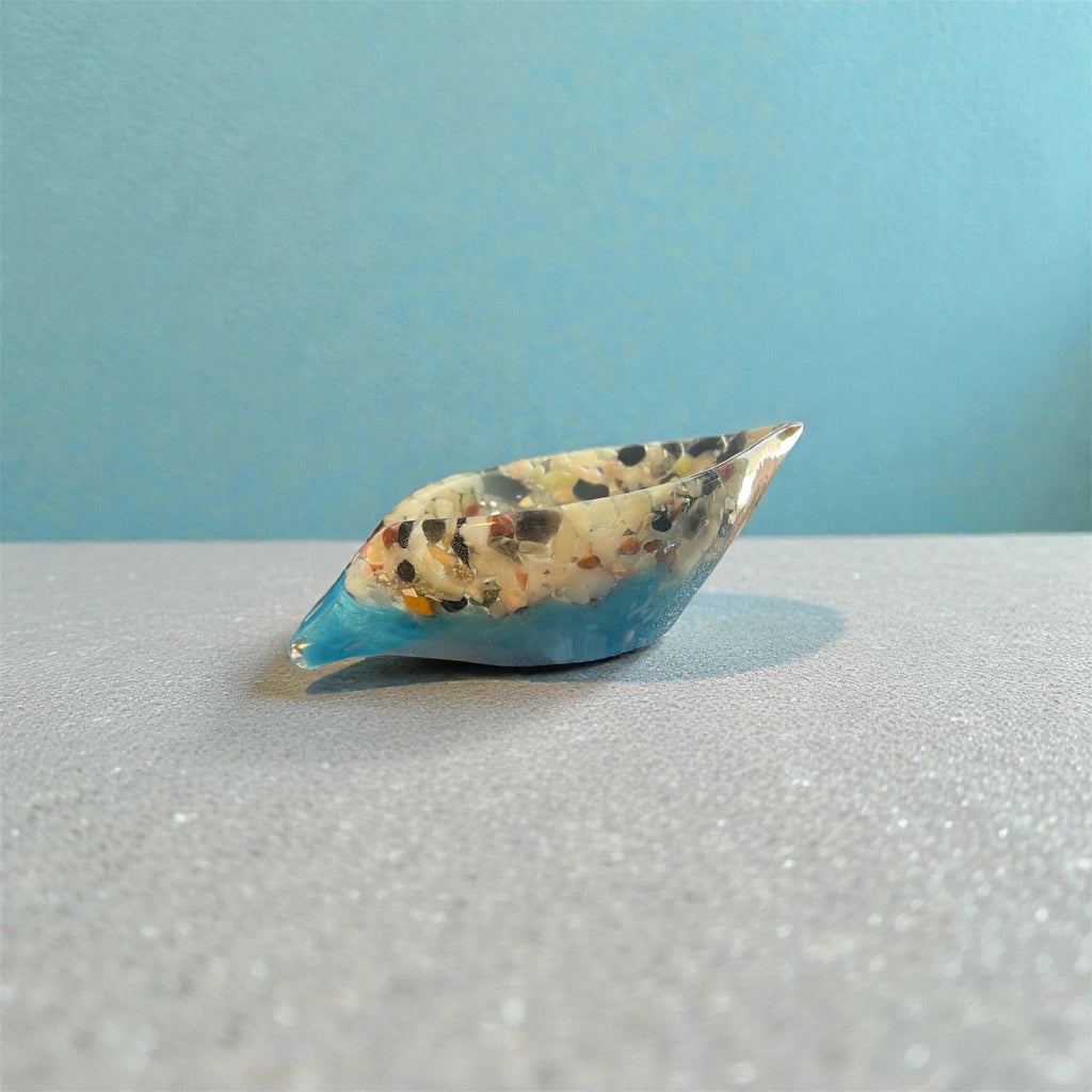 Large self draining soap dishes with shell or stone inclusions