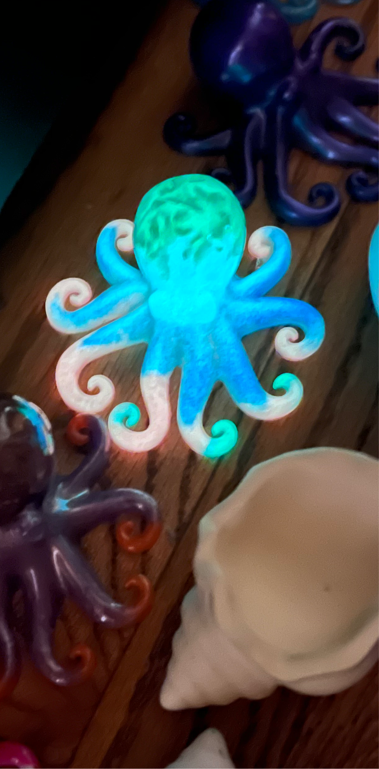 Glow in the dark Neon Octopus, resin figurine