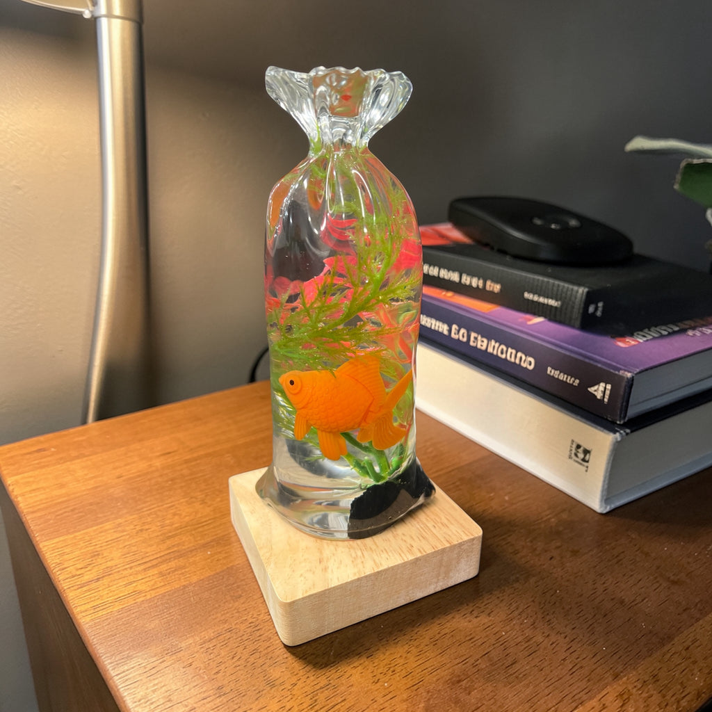 Nostalgic gold fish in a bag night light