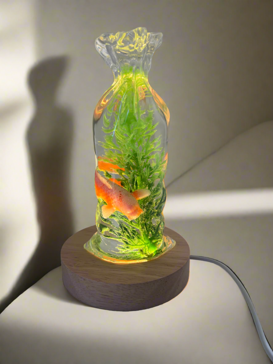 Fish in a bag resin night light